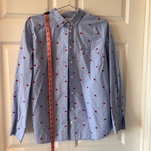 J. Crew Fitted Blue and Red Casual Button Down Shirt Size XL